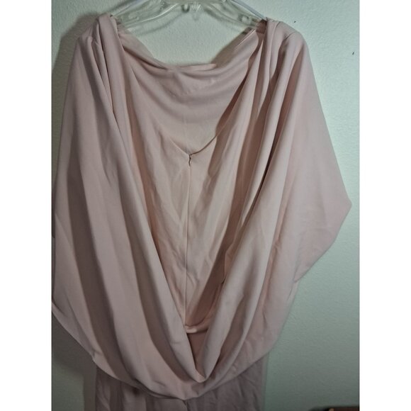 Betsy & Adam Formal Dress High Neck Attached Cape Midi Pink Size 22W - Picture 5 of 7